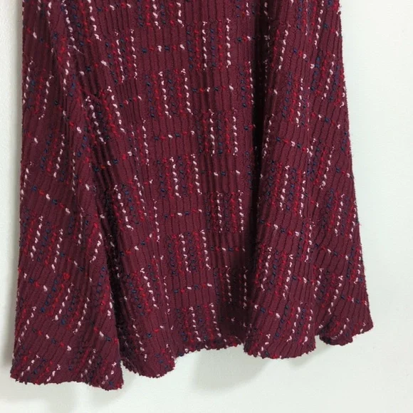 Anthropologie Maeve Anisa Red Textured A Line Midi Skirt Size XS - Picture 4 of 8